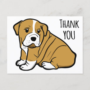 Thank You English Bulldog Puppy Dog Cartoon Postcard