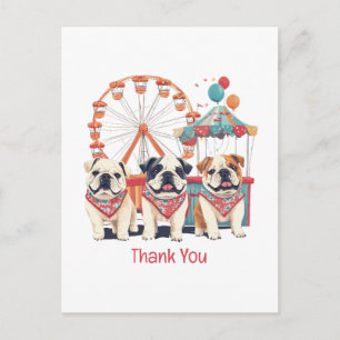 Thank You English Bulldogs At A Carnival Postcard