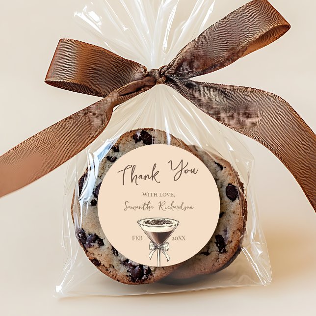 Thank You Espresso Cocktail 30th Birthday Favour Classic Round Sticker (Thank You Espresso Cocktail 30th Birthday Favor Classic Round Sticker)
