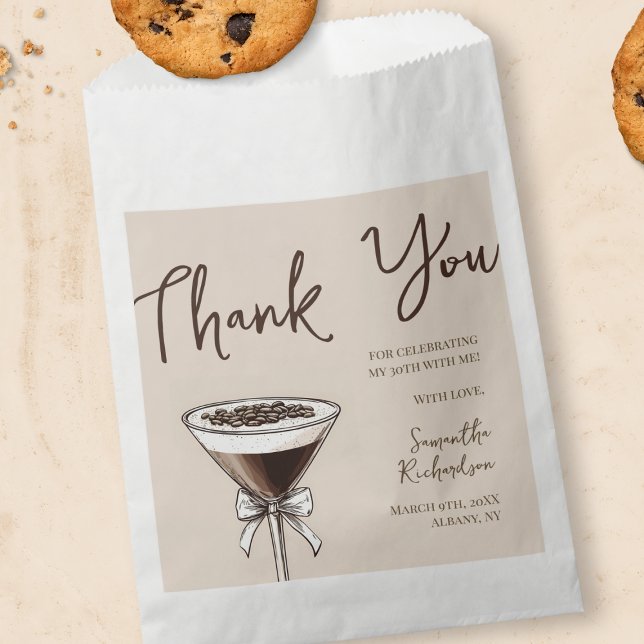 Thank You Espresso Cocktail Brown 30th Birthday Favour Bag (Thank You Espresso Cocktail Brown 30th Birthday Favor Bag)