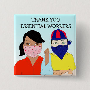 Thank you Essential Workers 15 Cm Square Badge