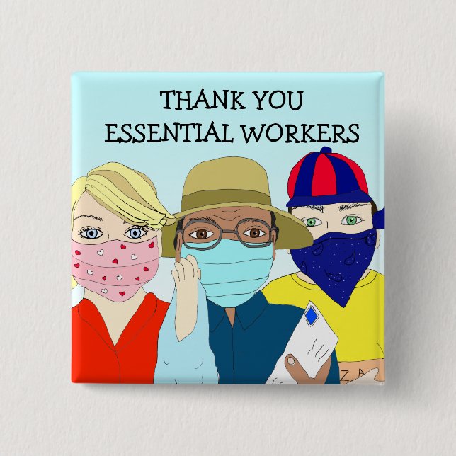 Thank you Essential Workers 15 Cm Square Badge (Front)