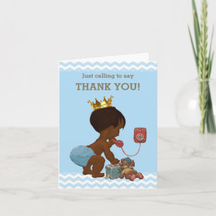 Thank You Ethnic Prince on Phone Baby Shower Card