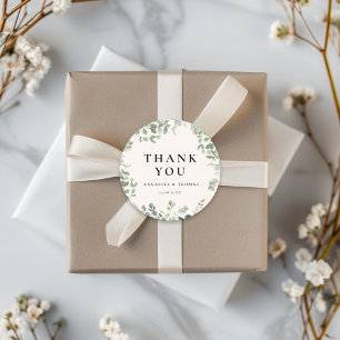 Thank you! Eucalyptus Wedding Classic Round Sticker