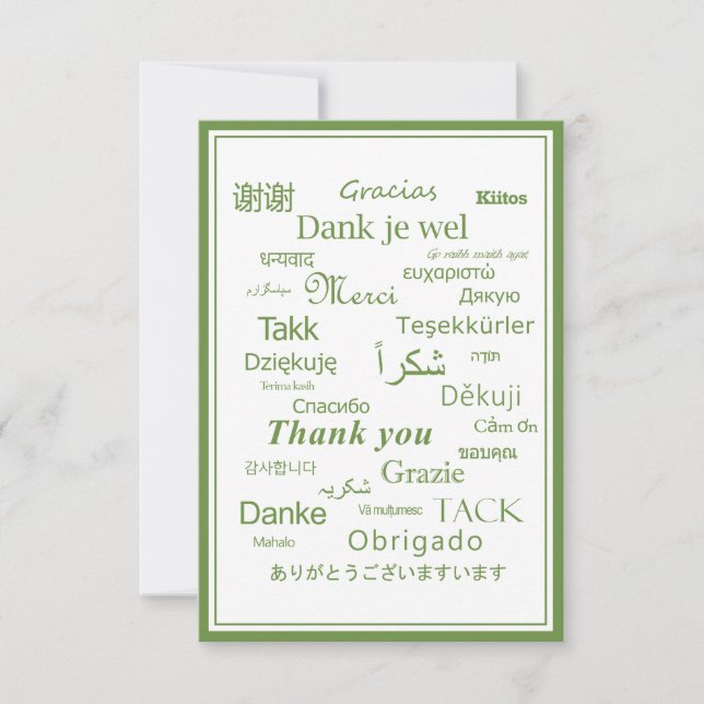 "Thank You" Expression International Language  Thank You Card (Front)