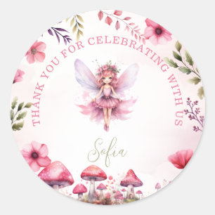 Thank You Fairy First Birthday Enchanted Forest Classic Round Sticker