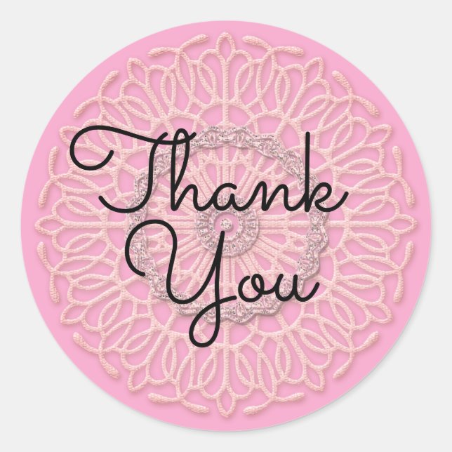 Thank You Fancy Pink Gratitude Sticker (Front)