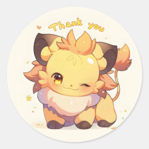 Thank You Fantasy Cute Animal Classic Round Sticker