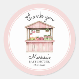 Thank You Farmers Market Girl Baby Shower Classic Round Sticker