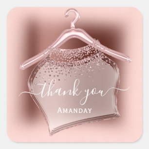 Thank You Fashion Boutique Cloth Hanger Logo Square Sticker