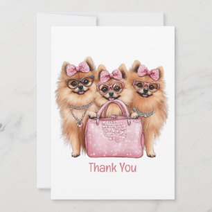 Thank You Fashionable Pomeranian Dogs Card