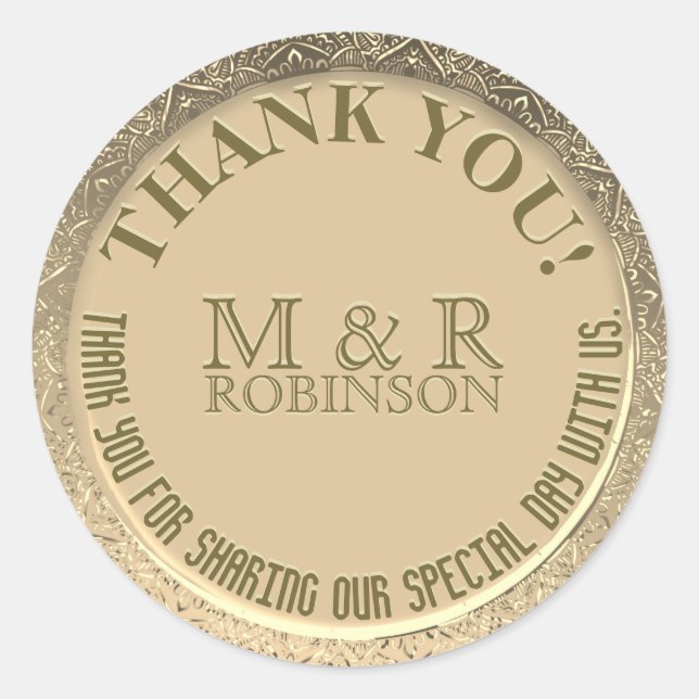 Thank You | Faux Gold Foil Classic Round Sticker (Front)