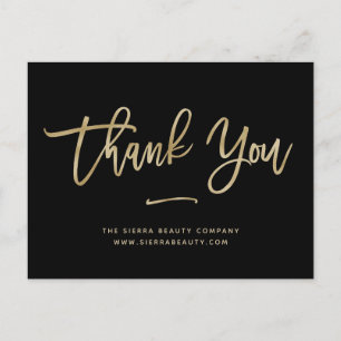 Thank You   Faux Gold Retail Small Business Postcard