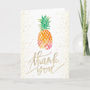 thank you faux gold script watercolor pineapple