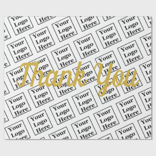 Thank You Faux Gold Script Your Logo Here Template Wrapping Paper