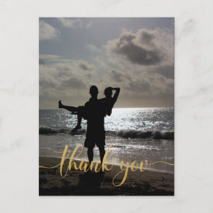 Thank You Faux Gold Typography Personalised Postcard