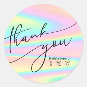 thank you faux holographic pastel classic round sticker