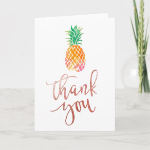 thank you faux rose gold script pineapple