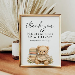 Thank You Favor New Chapter Bear Baby Shower Poster
