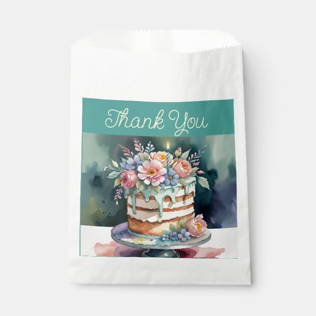 Thank you favour bags, floral, 50mpack bag (Front)