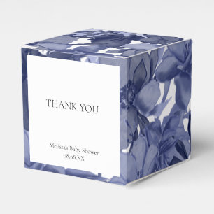 Thank You Favour Box Watercolor Navy Blue Floral