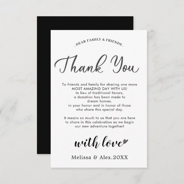 thank you favour card | thank you card (Front/Back)
