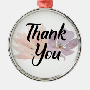 Thank You Favour Floral Metal Ornament