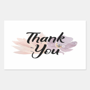 Thank You Favour Floral Rectangular Sticker