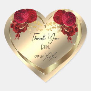 Thank You Favour Flower Heart Bridal Sweet16th Gol Sticker