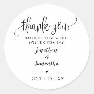 Thank you favour minimalist bridal shower wedding classic round sticker