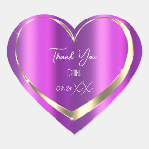 Thank You Favour Purple Gold Heart Bridal Sweet16t Sticker