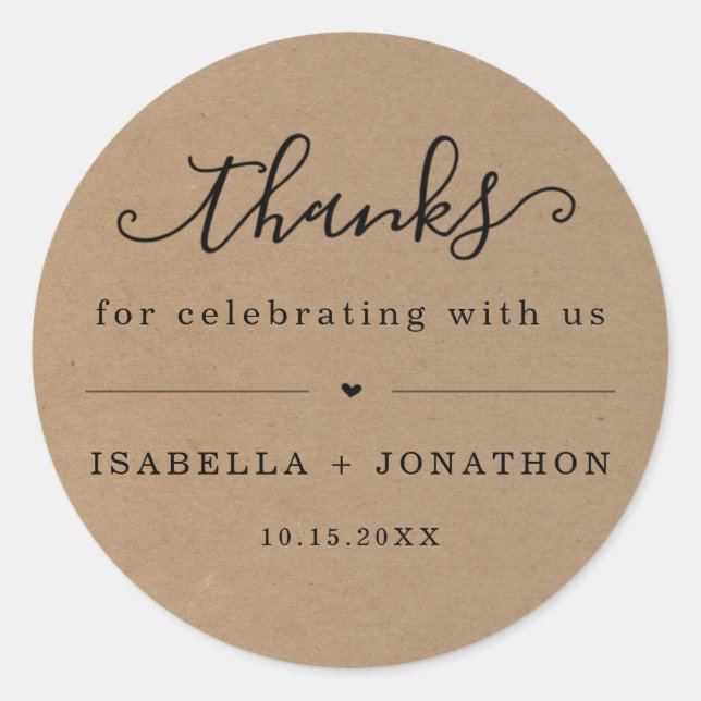 Thank You Favour Sticker - Kraft (Front)