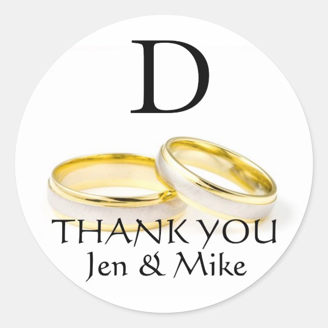 Thank You Favour Sticker Monogram D (Front)