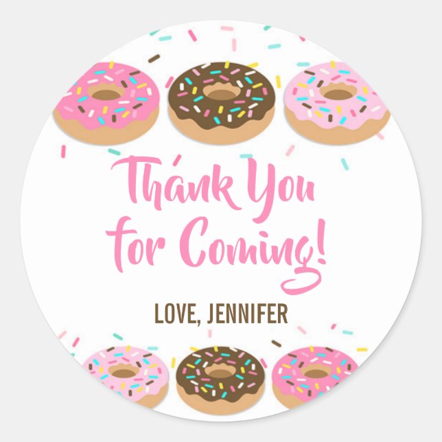 Thank You Favour Stickers Pink Doughnut Sprinkle (Front)