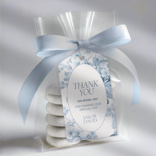 Thank You Favour Tag, Blue Toile De Jouy Gift Tags