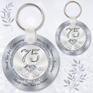 Thank You, Favours for 75th Birthday, 75th DIAMOND Key Ring