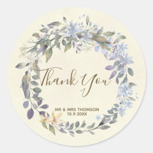 Thank You favours stickers boho blue floral