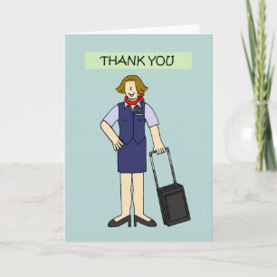 Thank You Female Cabin Crew, Cartoon. Card