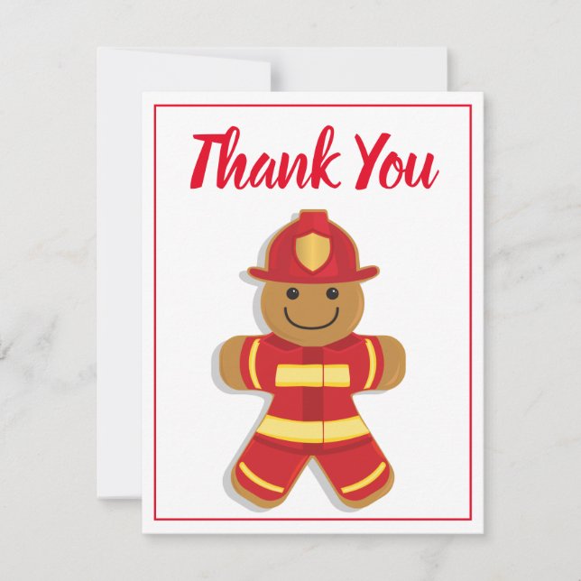 Thank You Firefighter Gingerbread Man Smiling (Front)