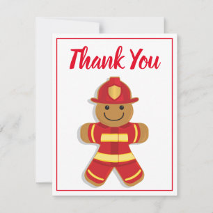 Thank You Firefighter Gingerbread Man Smiling