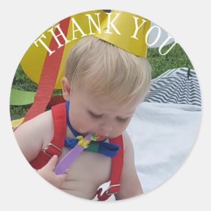 Thank You First Birthday Photo Stickers