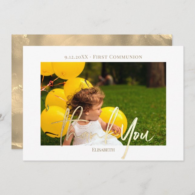 Thank You First Communion Photo Card with Envelope (Front/Back)