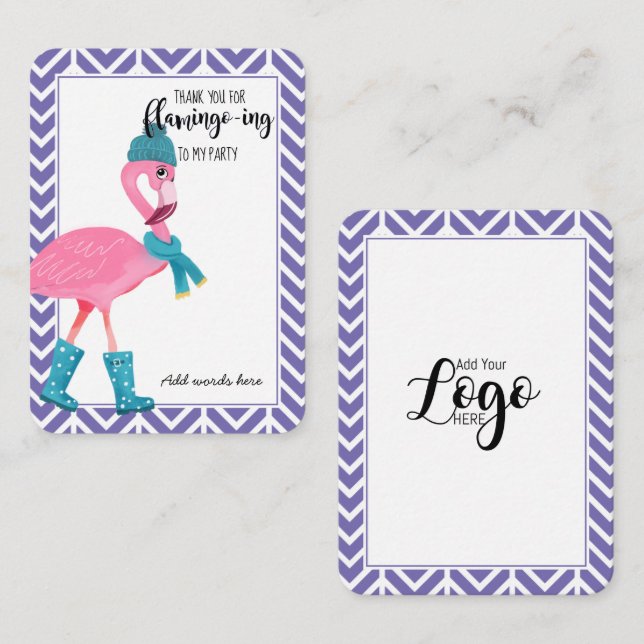 thank you flamingo party favour hair elastic jewel business card (Front/Back)