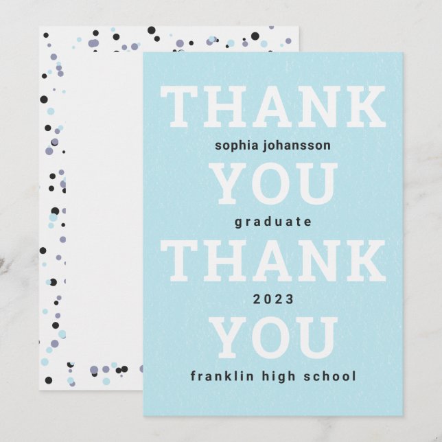 Thank You Flat Graduation Arctic Blue Card (Front/Back)