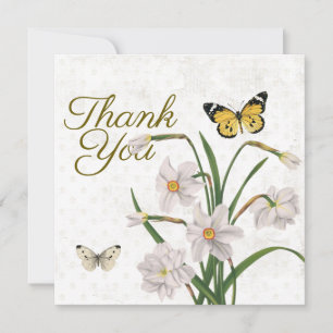 Thank You Fleur de Lis Daffodil Flower Butterfly 