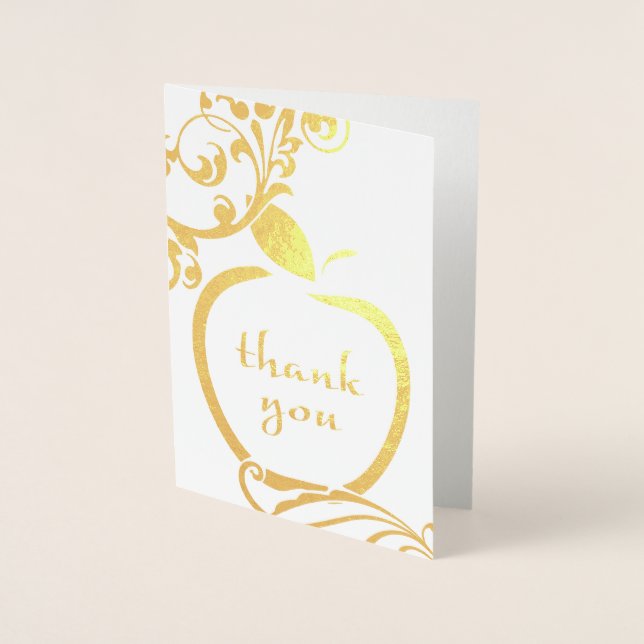 Thank You Floral Apple Gold Foil Foil Card (Front)