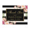 Thank You - Floral Black White Stripes Gold Frame