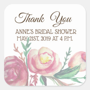 Thank you , Floral Bridal Shower Stickers