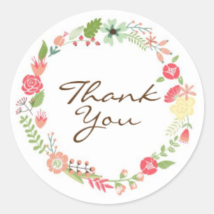 Thank You/Floral Classic Round Sticker