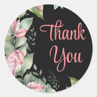 Thank You Floral Flare Round Stickers